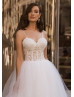 Beaded Spaghetti Straps Lace Tulle Wedding Dress
